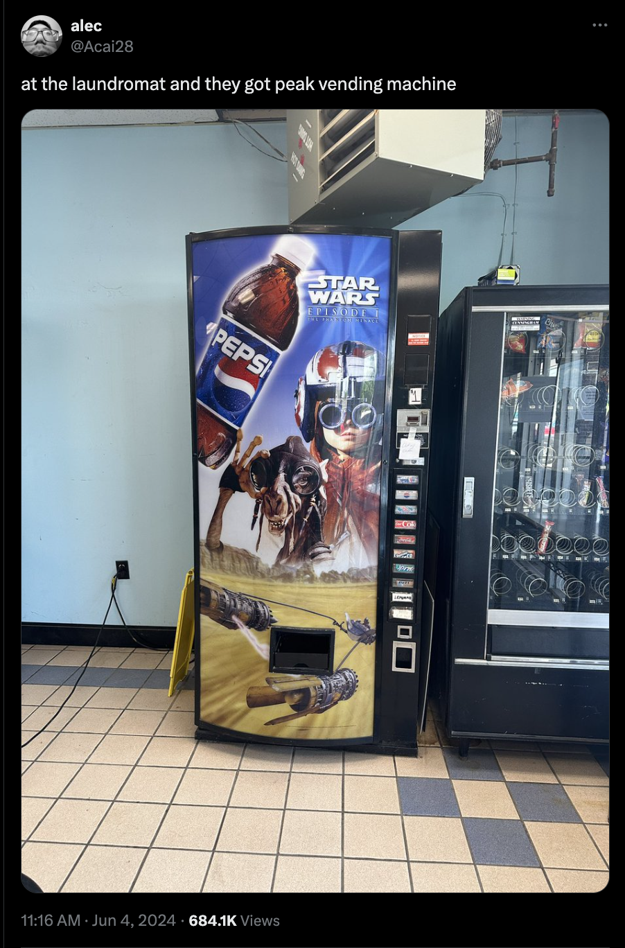 banner - alec at the laundromat and they got peak vending machine Pepsi Star Wars Views